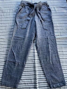 Max Studio Linen blend Casual  Pants - denim Blue